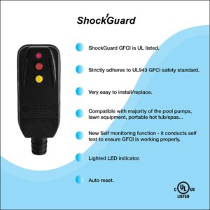 ShockGuard GFCI Replacement Plug Assembly 3-Prongs for Pressure Washer, Inflatable Pool Pump, Above Ground Plug-n-Play hot tub