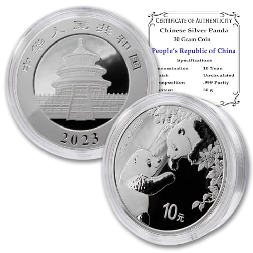 2023 30 Gram Silver Chinese Panda Coin Brilliant Uncirculated (in Capsule) with Certificate of Authenticity ¥10 Yuan BU