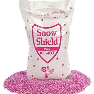 Pink Snow Shield Ice Melt (50 LBS) - A Pet Safe Ice Melt That is Effective Below Zero Degrees and is Safe for Our Children, Our Pets and Our Earth