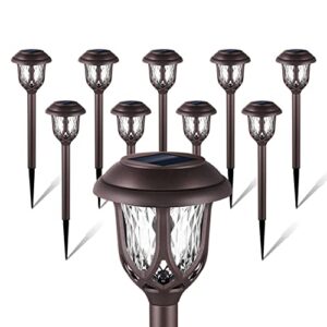 EXCMARK 10 Pack Solar Lights Outdoor Decorative, Solar Pathway Lights Outdoor, Solar Powered Garden Yard Lights for Walkway Sidewalk Driveway.