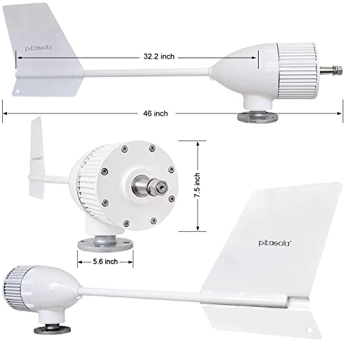 PIKASOLA 1000W 24V Permanent Magnet Wind Turbine Generator 3 Blades Economy Homes Windmill for Wind Solar Hybrid System 2.5m/s Start Wind Speed with Controller for Wind Solar System (24V)