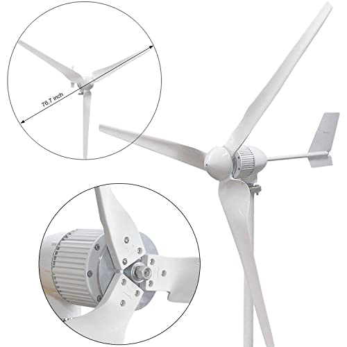 PIKASOLA 1000W 24V Permanent Magnet Wind Turbine Generator 3 Blades Economy Homes Windmill for Wind Solar Hybrid System 2.5m/s Start Wind Speed with Controller for Wind Solar System (24V)