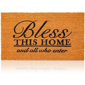 juvale coco coir bless this home and all who enter door mat for front entrance (17 x 30 in)