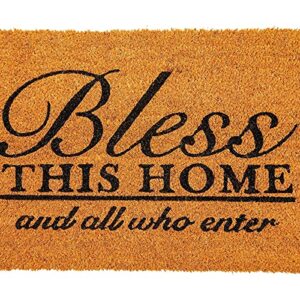 Juvale Coco Coir Bless This Home and All Who Enter Door Mat for Front Entrance (17 x 30 in)