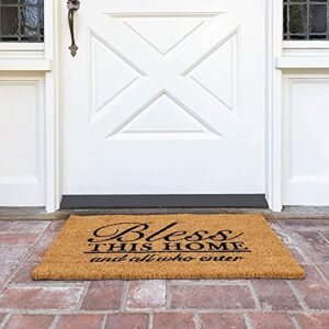 Juvale Coco Coir Bless This Home and All Who Enter Door Mat for Front Entrance (17 x 30 in)