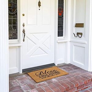 Juvale Coco Coir Bless This Home and All Who Enter Door Mat for Front Entrance (17 x 30 in)