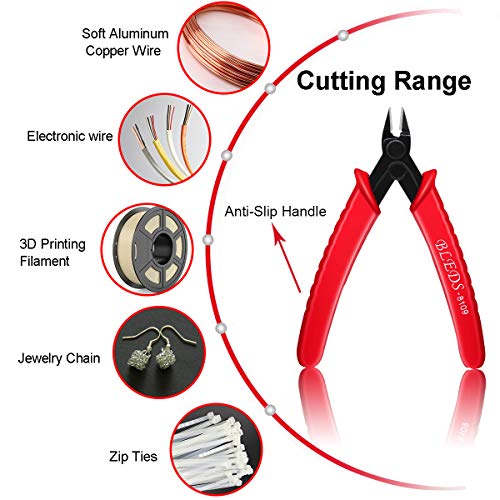 Flush Cutter, Wire Cutters, BS-8109 Soft Wire Cutter Pliers Precision Micro Cutter Anti-Slip Flush Cutter for Electronics Aluminum Jewelry 3D Printing Copper Wire Cables Floral