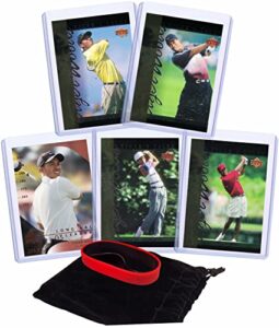 tiger woods golf cards (5) assorted trading card bundle