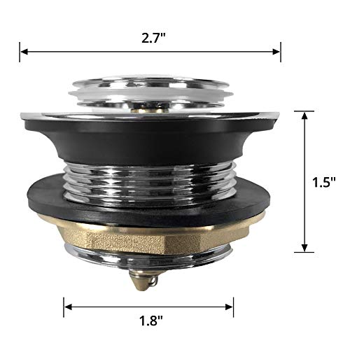 QWORK Tip-Toe Bathtub Drain, Polished Chrome, for 1-1/2" Shower and Tub Drains