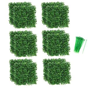 yaemarine 12-pack 10"x10" artificial boxwood hedge mat with cable ties uv privacy fence screen greenery panel outdoor decor,garden,pawn (12)