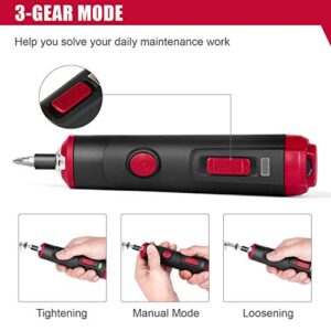 Eastvolt 4V Cordless Mini Electric Screwdriver, 1500mAh USB Rechargable Battery, 32 Pieces 1/4 in HEX Screwdriver Bits, 1 Piece Extension Holder and Storage Toolbox