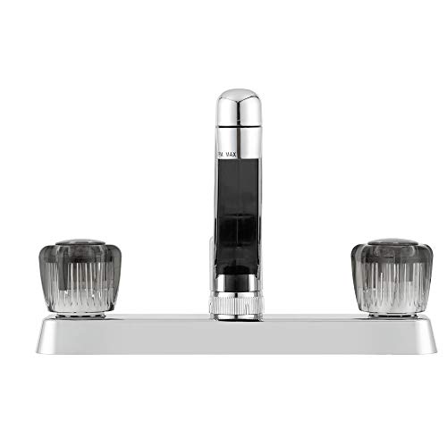 Dura Faucet RV Two Handle Kitchen Sink Faucet with Smoked Crystal Acrylic Knobs