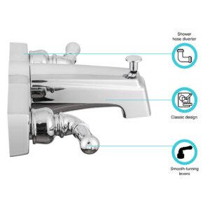 Dura Faucet Economical Two Handle Classic Tub and Shower Faucet Diverter for Handheld Shower (Chrome Polished)