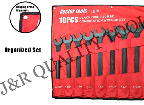 VCT 10 PC SAE Black-Oxide Jumbo Combo Wrench Set | 1-5/16" - 2" W/Carrying Pouch