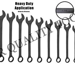 VCT 10 PC SAE Black-Oxide Jumbo Combo Wrench Set | 1-5/16" - 2" W/Carrying Pouch