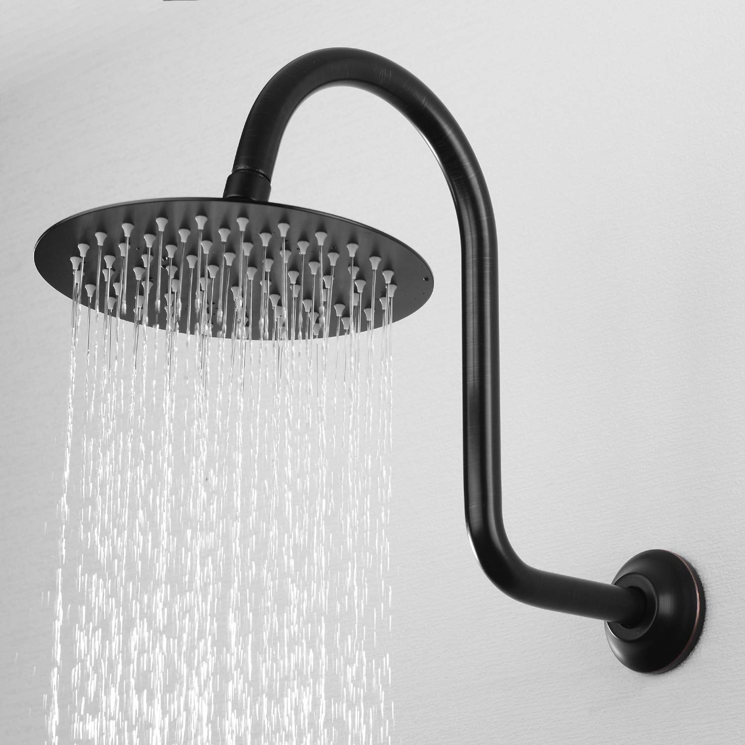 BESTILL 13 Inch S Shape Shower Head High Rise Extension Shower Arm and Flange, Oil Rubbed Bronze
