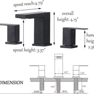 VCCUCINE Black Bathroom Faucet 3 Hole, 8 Inch Widespread Bathroom Sink Faucet, 2 Handle Matte Black Bath Faucet, Modern Rv Lavatory Vanity Faucet with Pop Up Drain and Water Supply Lines