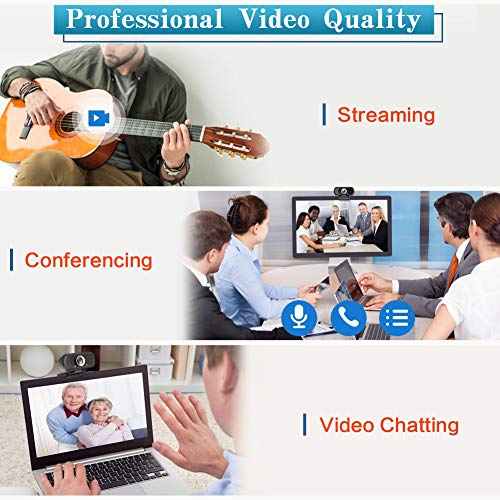 Webcam HD 1080P,Webcam with Microphone, USB Desktop Laptop Camera with 110 Degree Widescreen,Stream Webcam for Calling, Recording,Conferencing, Gaming,Webcam with Privacy Shutter and Tripod