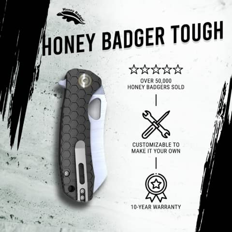 Western Active Honey Badger Knife - Flipper Wharncleaver Pocket Knife, EDC Knife, Hunting Knife with 3.6" Steel Blade, Nylon+Glass Fiber Handle, & Reversible Pocket Clip, 4.0oz, Large Black HB1031