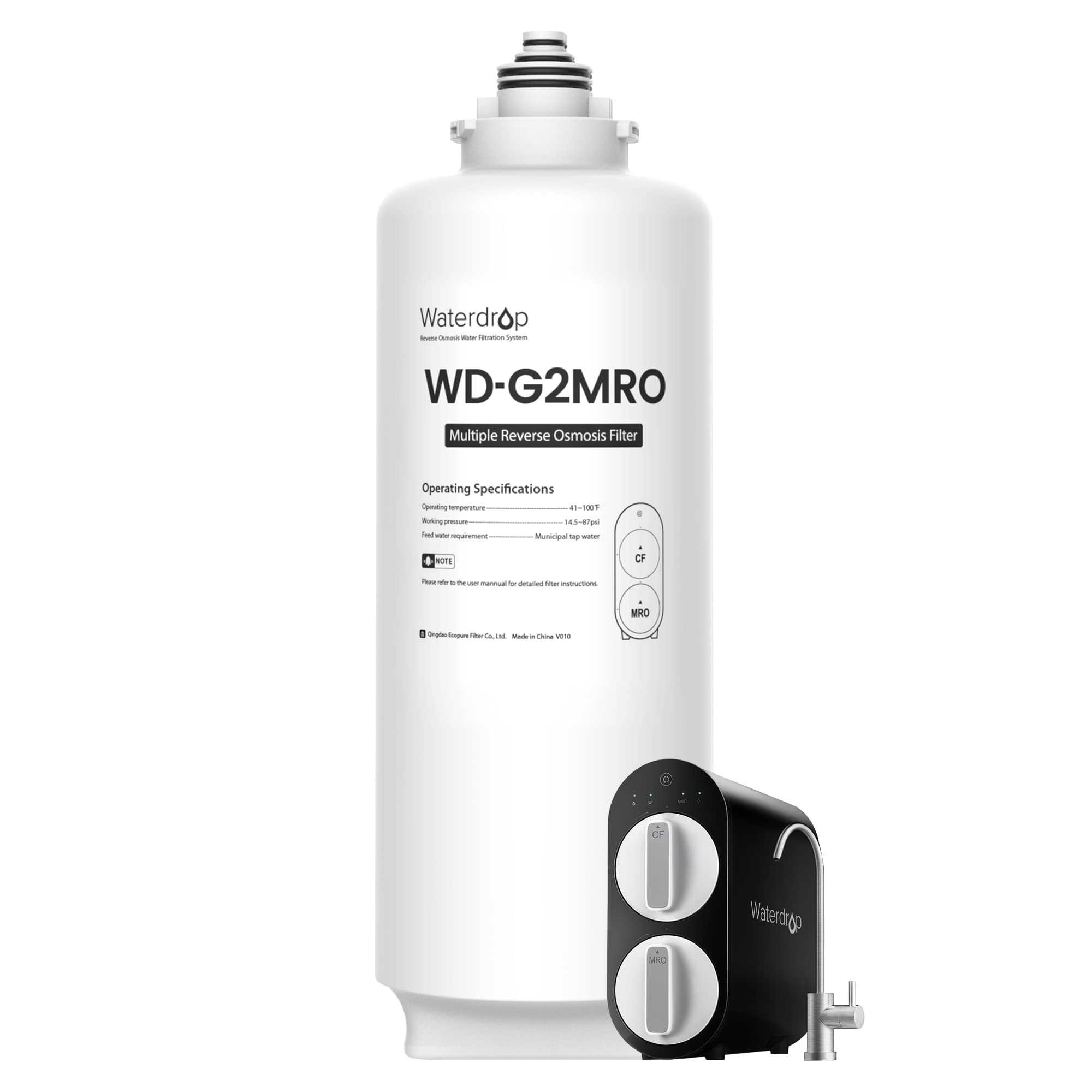 Waterdrop WD-G2MRO Filter, Replacement for WD-G2-W, WD-G2-B Reverse Osmosis System, 2-year Lifetime, Reduce PFAS