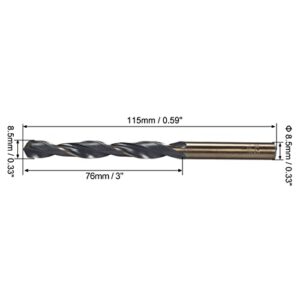 uxcell Reduced Shank Twist Drill Bits 8.5mm High Speed Steel 4341 with 8.5mm Shank 2 Pcs for Stainless Steel Alloy Metal Plastic Wood