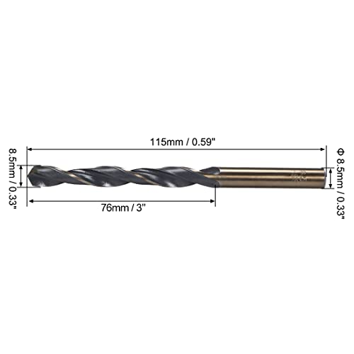 uxcell Reduced Shank Twist Drill Bits 8.5mm High Speed Steel 4341 with 8.5mm Shank 2 Pcs for Stainless Steel Alloy Metal Plastic Wood