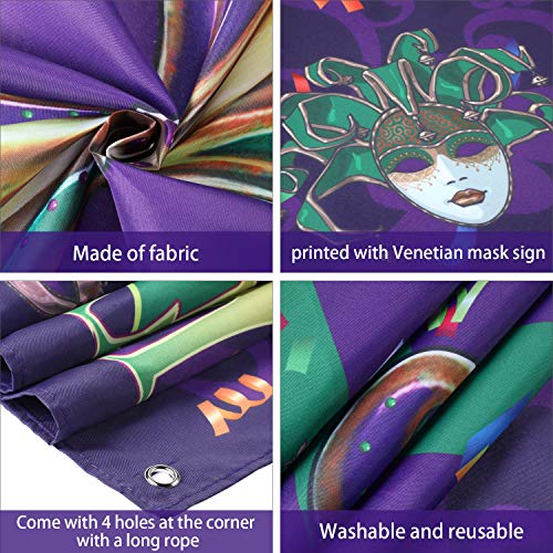 Mardi Gras Backdrop Banner Mardi Gras Party Decorations Extra Large Photo Booth Background Masquerade Party Banner for Mardi Gras Party Supplies, 70.8 x 43.3 Inch