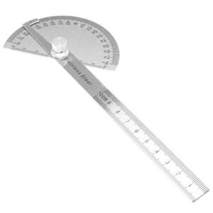 dgzzi stainless steel 0-180 degree protractor angle finder rotary arm measuring ruler 100mm