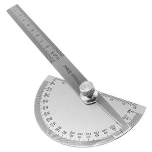 DGZZI Stainless Steel 0-180 Degree Protractor Angle Finder Rotary Arm Measuring Ruler 100mm