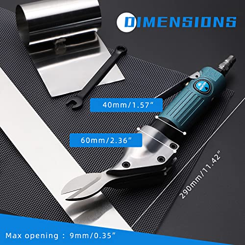 NEWTRY 2600RPM Pneumatic Metal Shear Cutter 2-Blade Pneumatic Scissor Metal Stainless Steel Sheet Metal Cutting Tools Industrial Air Cutter for Iron, Aluminum Sheet, Screen Mesh