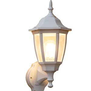 FUDESY Outdoor Wall Lantern, Exterior Waterproof Wall Sconce Light Fixture, White Front Porch Light Wall Mount for Garage, Patio, Yard, FDS2542EW (Bulb Included)