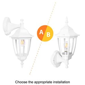 FUDESY Outdoor Wall Lantern, Exterior Waterproof Wall Sconce Light Fixture, White Front Porch Light Wall Mount for Garage, Patio, Yard, FDS2542EW (Bulb Included)