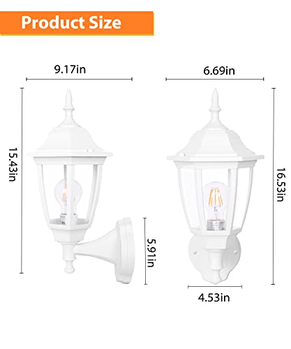 FUDESY Outdoor Wall Lantern, Exterior Waterproof Wall Sconce Light Fixture, White Front Porch Light Wall Mount for Garage, Patio, Yard, FDS2542EW (Bulb Included)