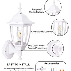 FUDESY Outdoor Wall Lantern, Exterior Waterproof Wall Sconce Light Fixture, White Front Porch Light Wall Mount for Garage, Patio, Yard, FDS2542EW (Bulb Included)