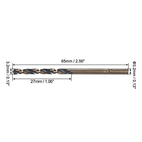 uxcell Reduced Shank Twist Drill Bits 3.2mm High Speed Steel 4341 with 3.2mm Shank 5 Pcs for Stainless Steel Alloy Metal Plastic Wood