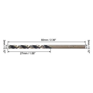 uxcell Straight Shank Twist Drill Bits 3mm High Speed Steel 4341 with 3mm Shank 5 Pcs for Stainless Steel Alloy Metal Plastic Wood