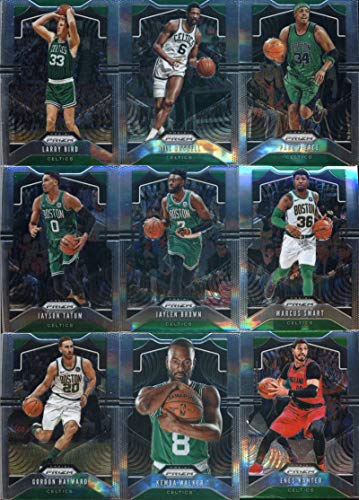 2019-20 Panini Prizm Basketball Boston Celtics Veteran Team Set of 9 Cards: Larry Bird(#16), Bill Russell(#21), Paul Pierce(#29), Jayson Tatum(#39), Jaylen Brown(#40), Marcus Smart(#41), Gordon Hayward(#42), Kemba Walker(#54), Enes Kanter(#212)