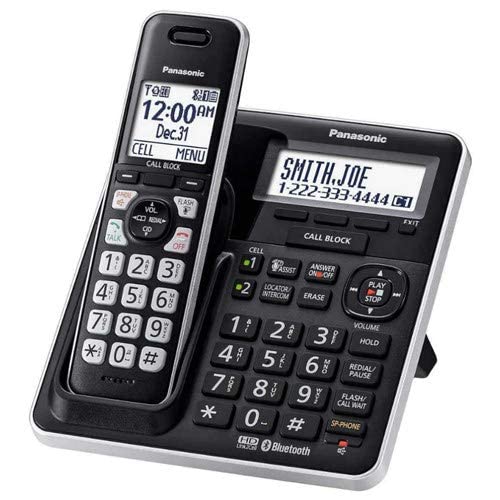 Panasonic KX-TG985SK: 5-Handset Bluetooth DECT 6.0 Talking Caller ID Phone with Expandability Up to 6 Handsets (Renewed)