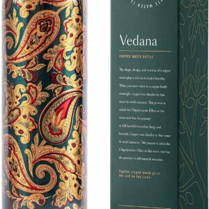 VEDANA Premium Ayurvedic Pure Copper Water Bottle | Leak Proof 1 Liter Copper Vessel for Drinking Water | Great Water Bottle for Sports, Yoga & Everyday Use