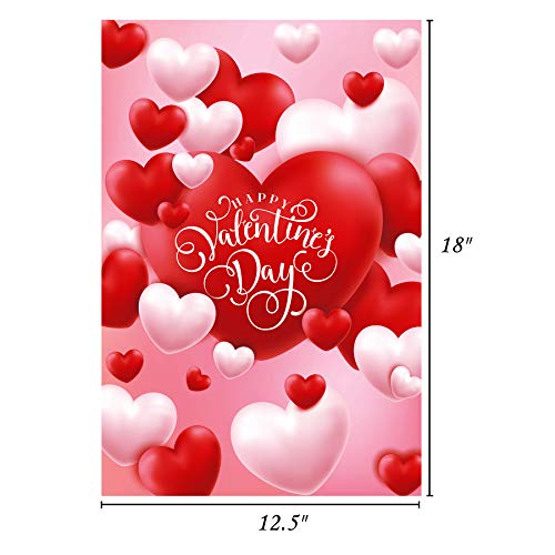 Valentine Flag, Double Sided Valentine's Day Flag Red and White Love Valentine Garden Flag 12 x 18 Inch Valentine House Flags for Valentine's Day Decoration