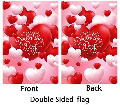 Valentine Flag, Double Sided Valentine's Day Flag Red and White Love Valentine Garden Flag 12 x 18 Inch Valentine House Flags for Valentine's Day Decoration