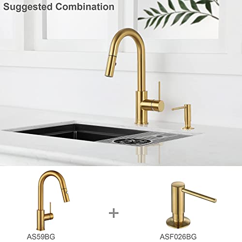 AguaStella AS59BG Brushed Gold Bar Faucet or Prep Kitchen Sink Faucet with Pull Down Sprayer and Single Handle