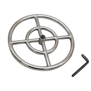 mensi 12" stainless steel double fire ring burner for gas fire pit 92,000 btu