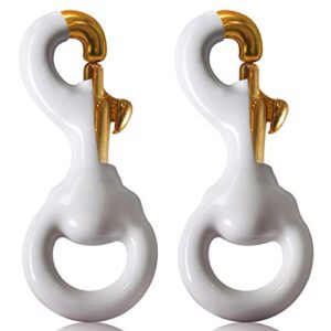anley flag accessory - 1 pair white rubber coated brass swivel snap hook - heavy duty flag pole halyard rope attachment clip - for tough weather conditions - 3.3 inch - two hook per pack