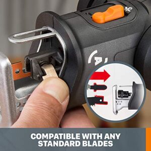 WORX 20V Cordless Reciprocating Saw JigSaw WX550L.5 Multi-purposed saw w/Orbital Mode, Variable Speed, Tool-Free Blade Change System, 2.0Ah Battery & Chargre included