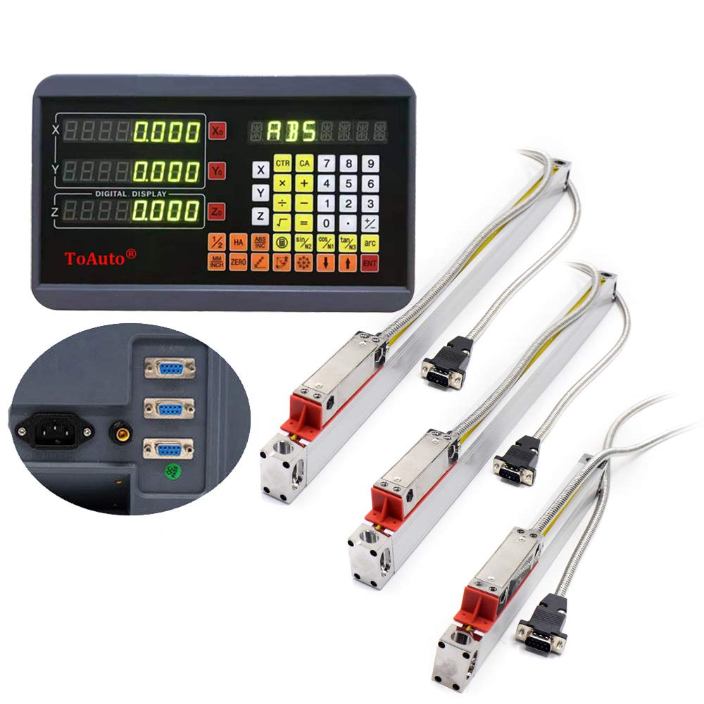 FASTTOBUY 3 Axis Digital Readout 16" 38" 20" DRO Display for CNC Wire Cutting Milling Machine with 5um Precision Linear Glass Scale 450mm+900mm+500mm,2-5 Business Days