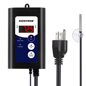 electeck heat mat thermostat, digital controller for seed germination, reptiles and brewing, 41°f to 108 °f/ 5℃ to 42℃, 8.3a, 1000w, black