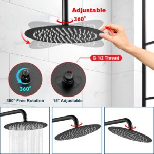 Matte Black Round Rainfall Shower Head 10 Inch Stainless Steel Ultra Thin Design High Pressure