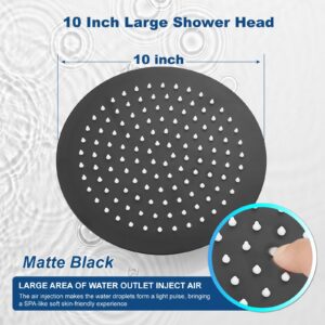 Matte Black Round Rainfall Shower Head 10 Inch Stainless Steel Ultra Thin Design High Pressure