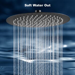 Matte Black Round Rainfall Shower Head 10 Inch Stainless Steel Ultra Thin Design High Pressure